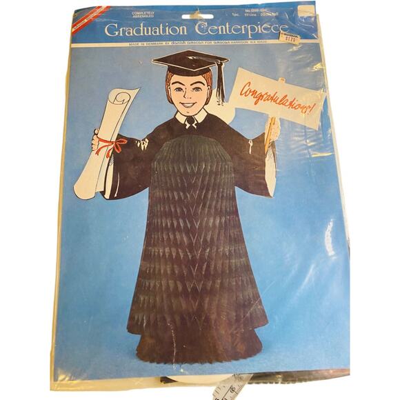 Vintage Amscan Graduation Centerpiece 11.5" Honeycomb Boy 1399-10 - Picture 2 of 6